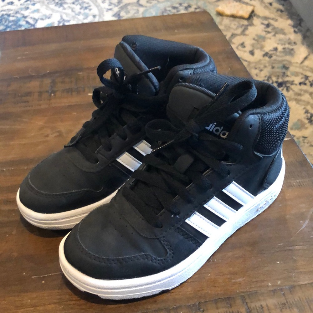 Boys Adidas size 1 black high tops